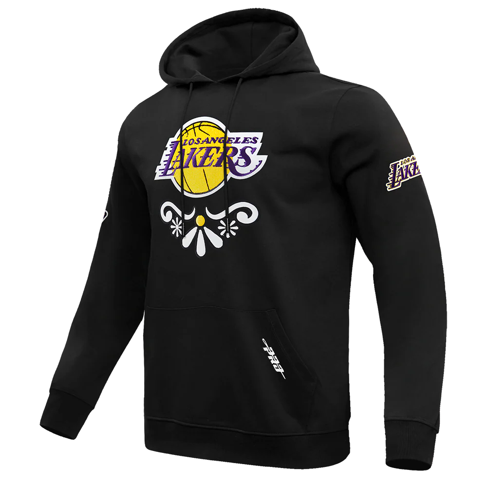 NBA LOS ANGELES LAKERS SUGAR SKULL MEN'S FLEECE PULLOVER HOODIE (BLACK) - Image 2