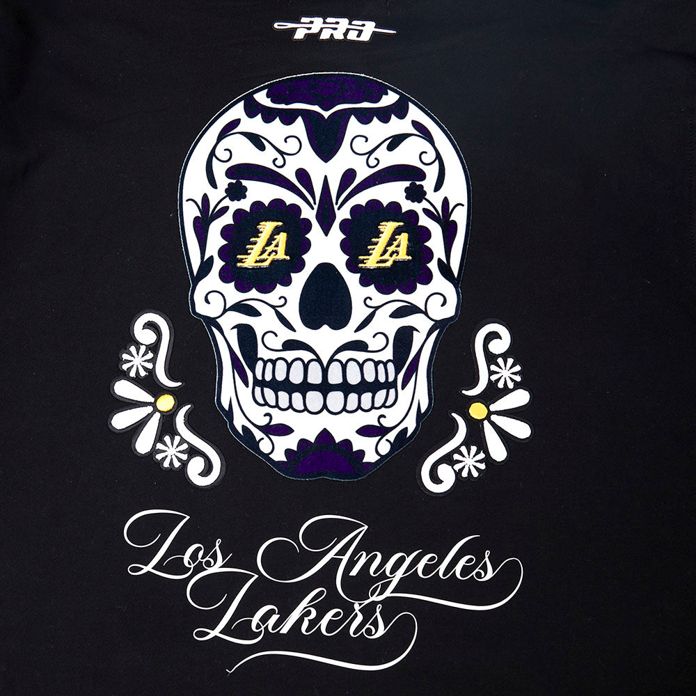NBA LOS ANGELES LAKERS SUGAR SKULL MEN'S FLEECE PULLOVER HOODIE (BLACK) - Image 6