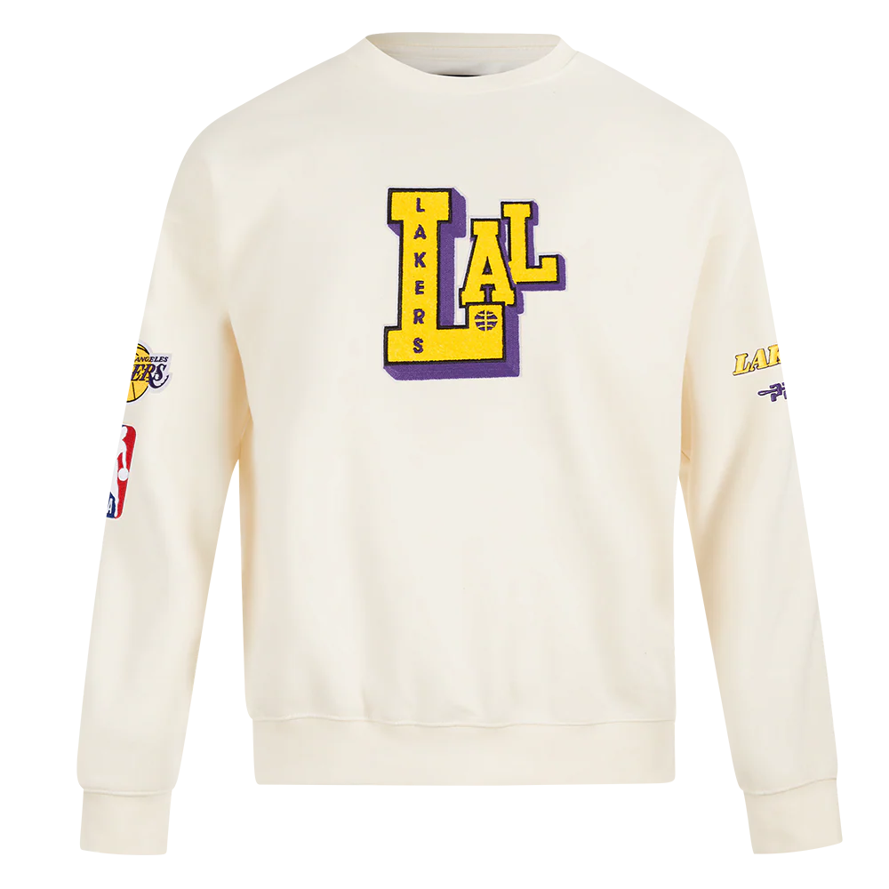 NBA LOS ANGELES LAKERS BEST OF MEN'S DROP SHOULDER FLC CREWNECK (EGGSHELL) - Image 3