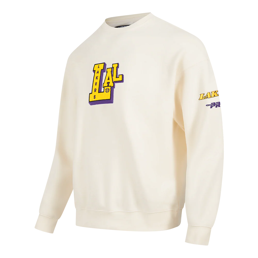 NBA LOS ANGELES LAKERS BEST OF MEN'S DROP SHOULDER FLC CREWNECK (EGGSHELL) - Image 4