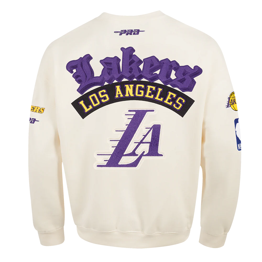 NBA LOS ANGELES LAKERS BEST OF MEN'S DROP SHOULDER FLC CREWNECK (EGGSHELL) - Image 5