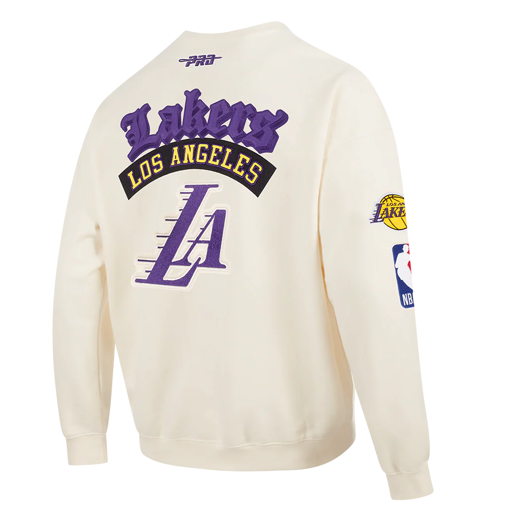 NBA LOS ANGELES LAKERS BEST OF MEN'S DROP SHOULDER FLC CREWNECK (EGGSHELL) - Image 6