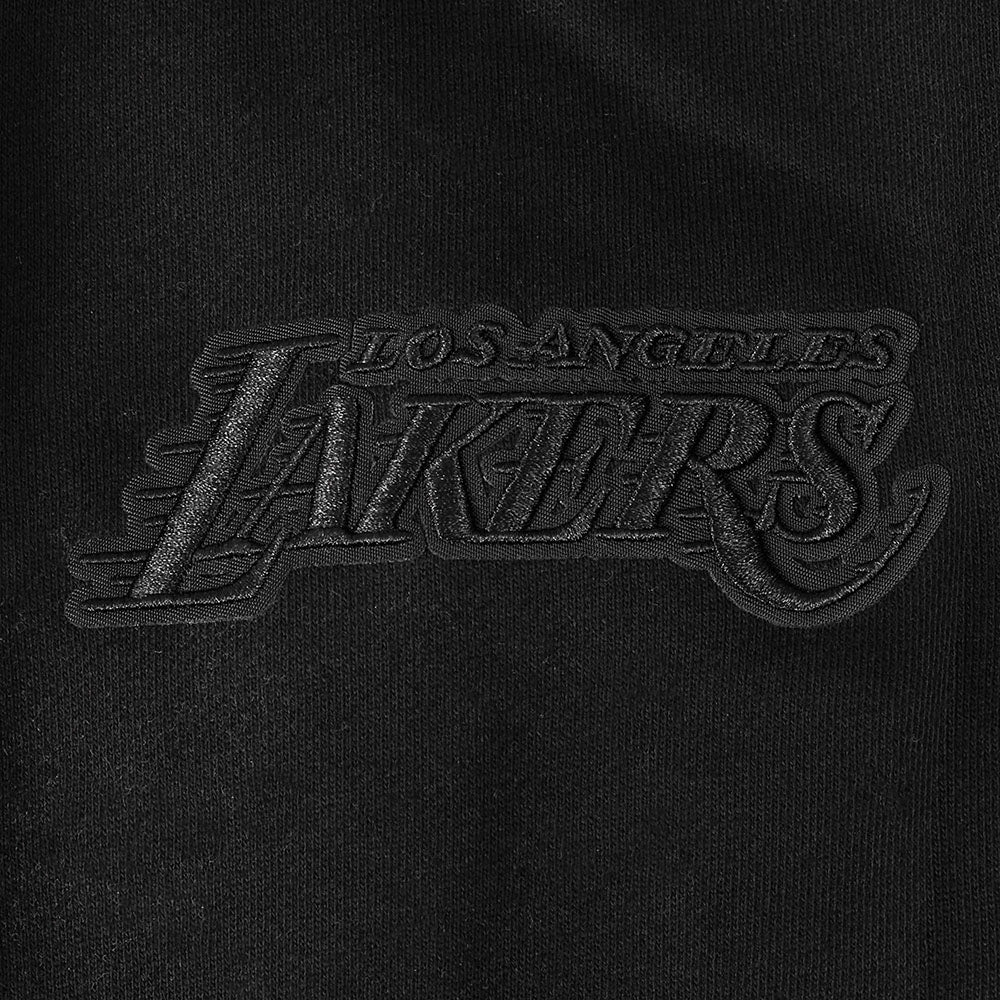 NBA LOS ANGELES LAKERS BLACKOUT MEN'S DROP SHOULDER FLC PO HOODIE (BLACK) - Image 8