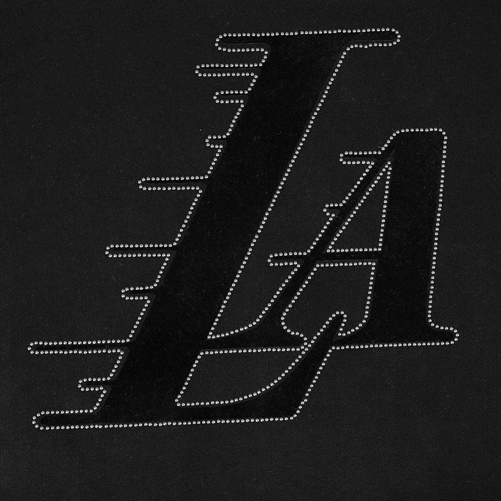 NBA LOS ANGELES LAKERS BLACKOUT MEN'S DROP SHOULDER FLC PO HOODIE (BLACK) - Image 9