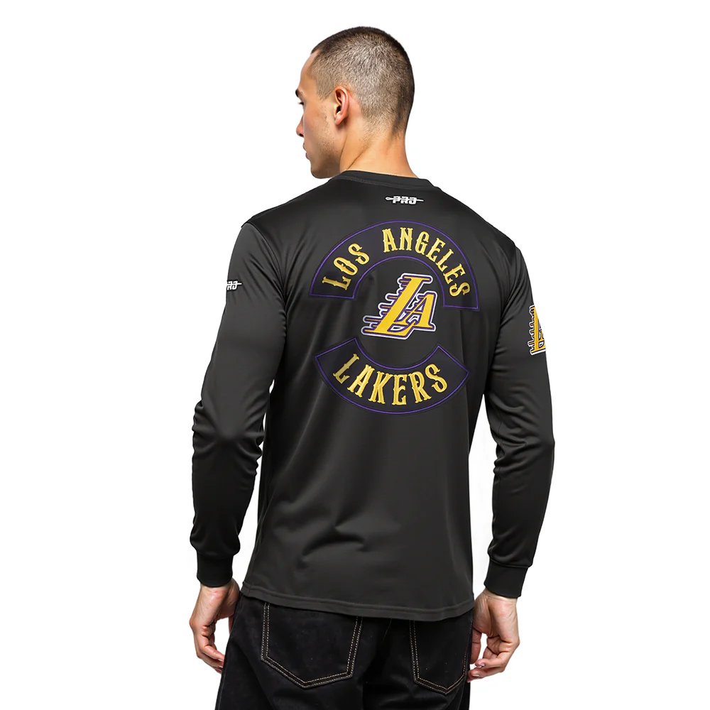 NBA LOS ANGELES LAKERS BORN FOR SPORT MEN'S FLC CREWNECK (BLACK) - Image 2