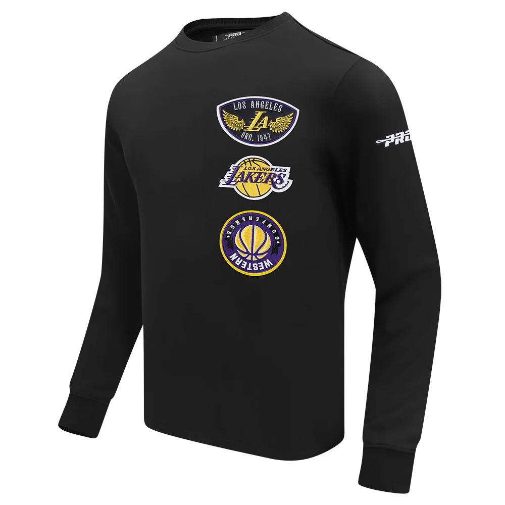 NBA LOS ANGELES LAKERS BORN FOR SPORT MEN'S FLC CREWNECK (BLACK) - Image 3