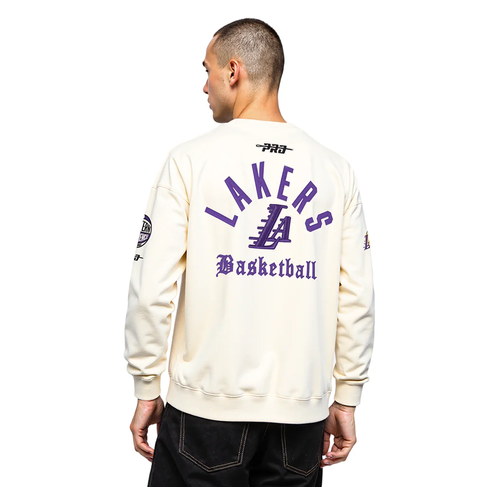LOS ANGELES LAKERS MODERN ORIGINALS MEN'S FLC CREWNECK (EGGSHELL) - Image 2
