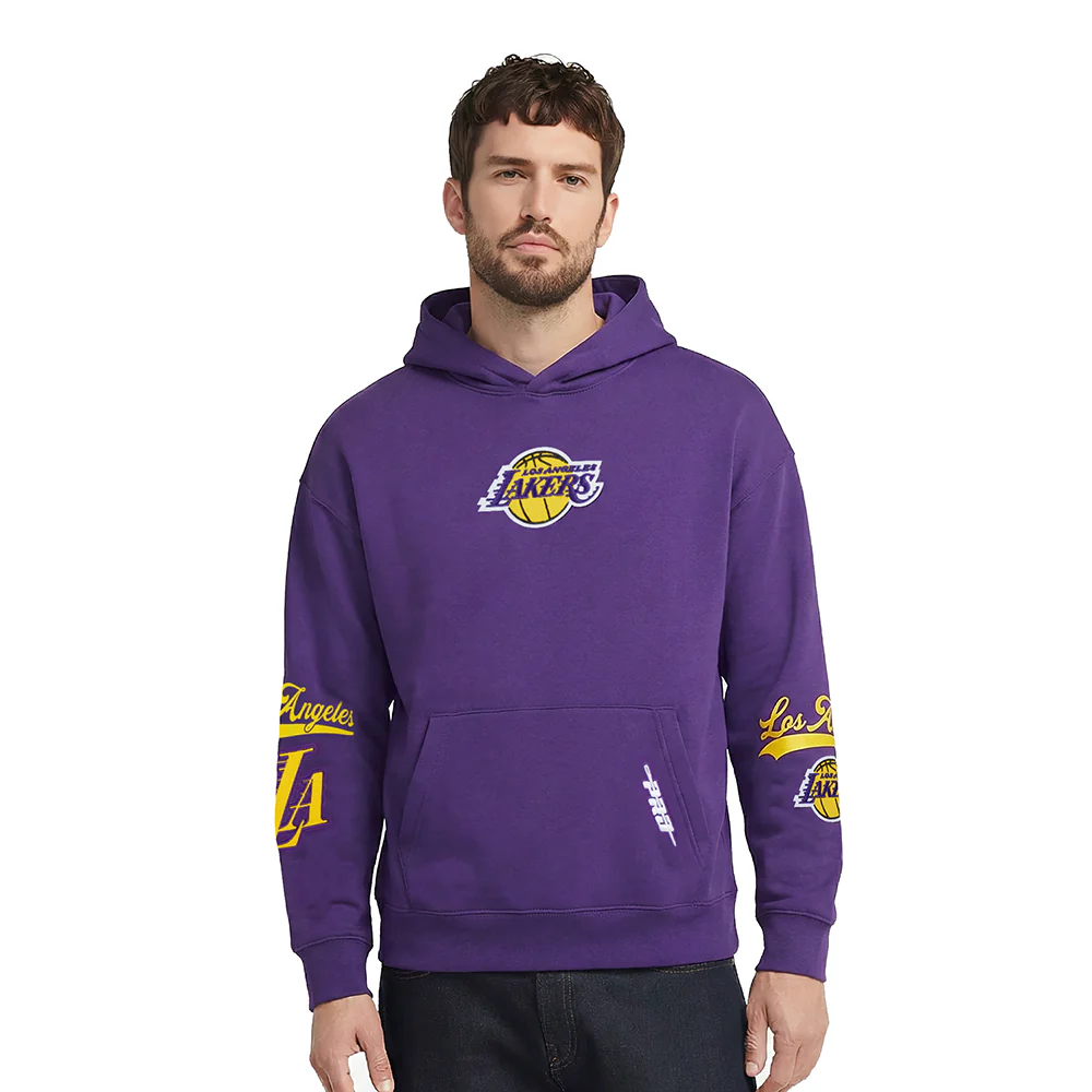 NBA LOS ANGELES LAKERS LIVING LARGE MEN'S DROP SHOULDER FLC PO HOODI (PURPLE)