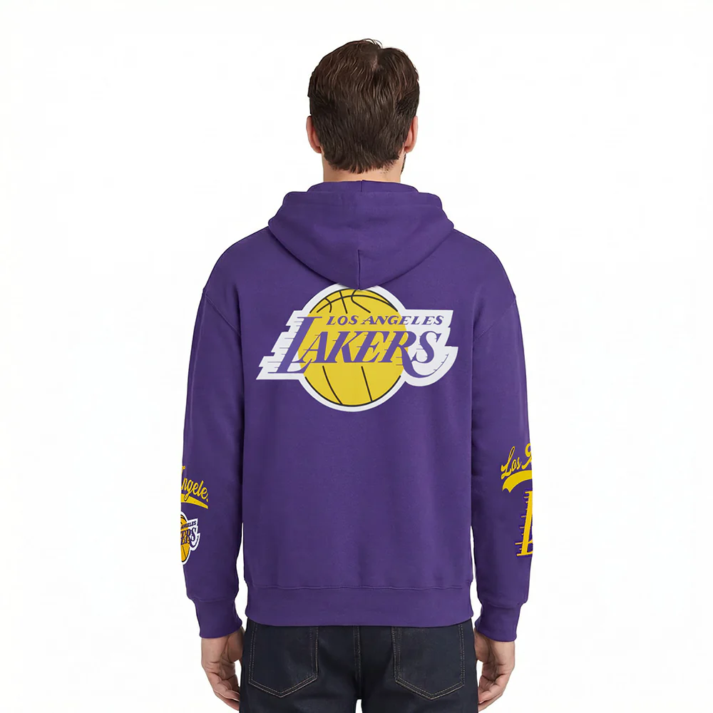 NBA LOS ANGELES LAKERS LIVING LARGE MEN'S DROP SHOULDER FLC PO HOODI (PURPLE) - Image 2