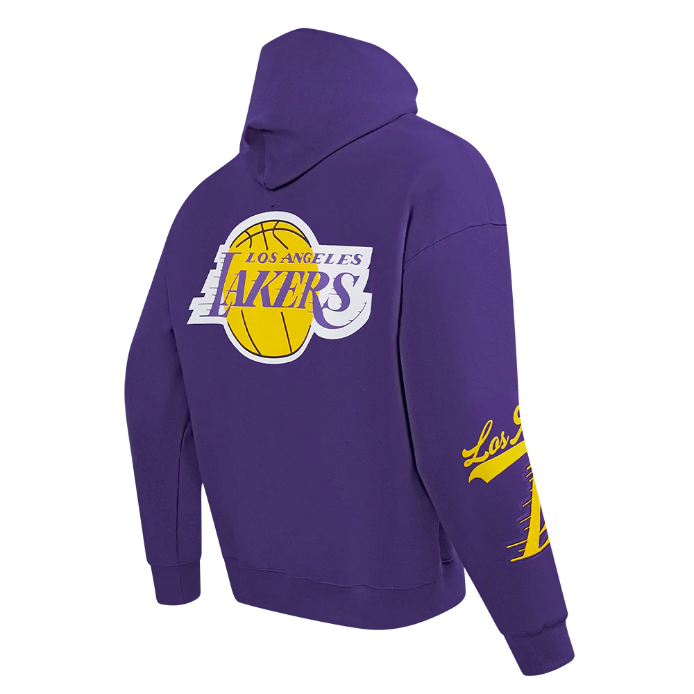 NBA LOS ANGELES LAKERS LIVING LARGE MEN'S DROP SHOULDER FLC PO HOODI (PURPLE) - Image 4
