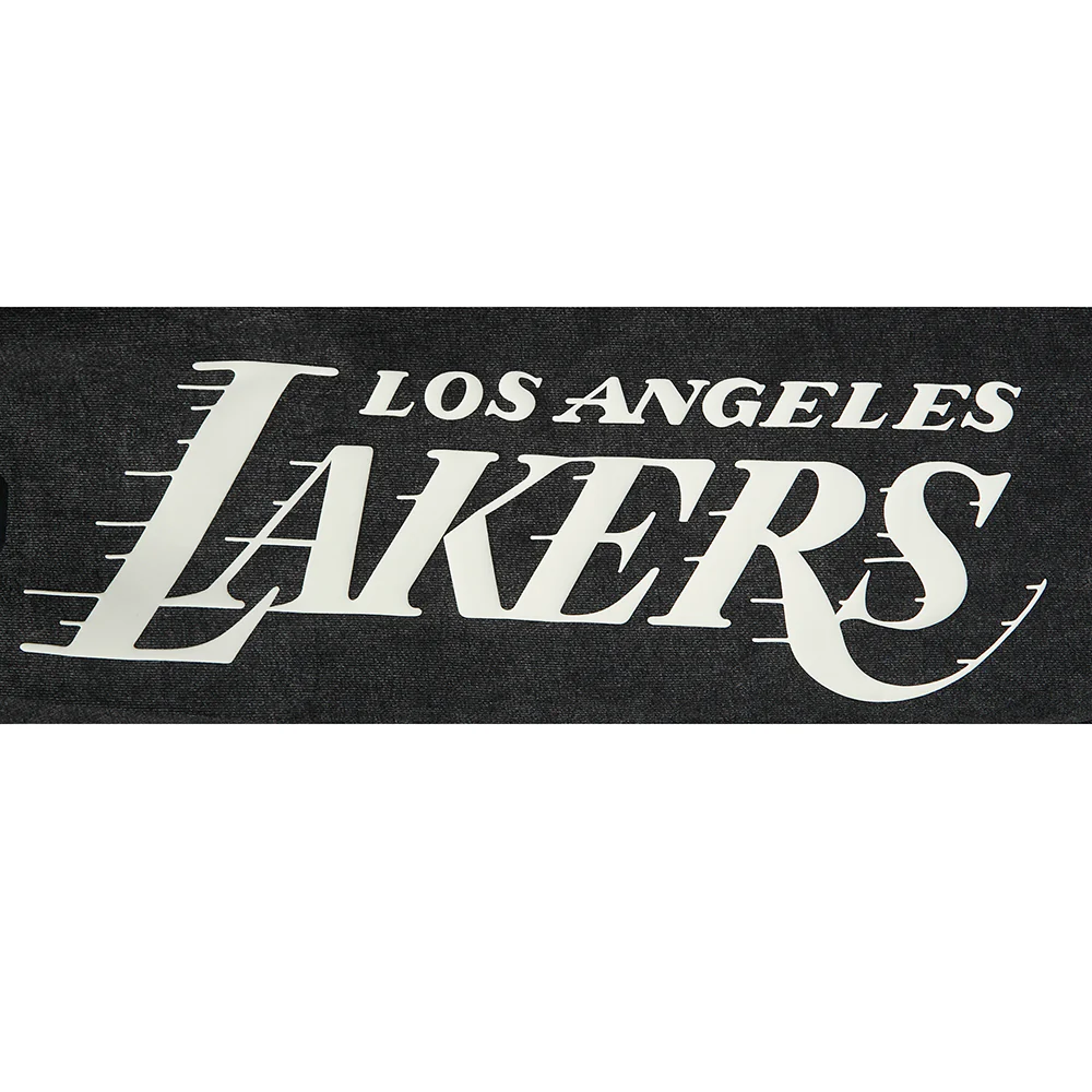 NBA LOS ANGELES LAKERS STREET TEAM MEN'S ENZYME WASH DS FT PO HOODIE (WASHED BLACK) - Image 5