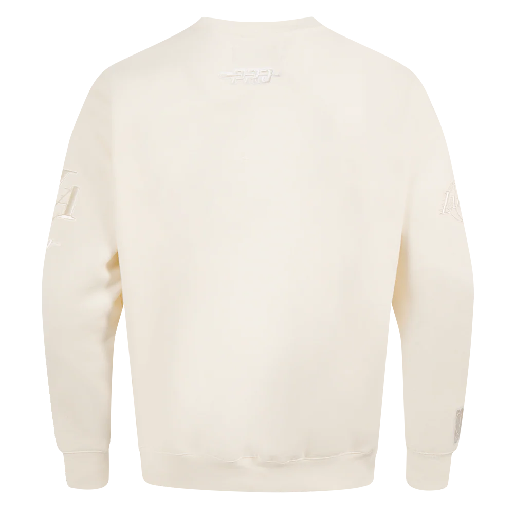 NBA LOS ANGELES LAKERS LEBRON JAMES #23 NEUTRAL PNN MEN'S DROP SHOULDER FLC CREWNECK (EGGSHELL) - Image 3