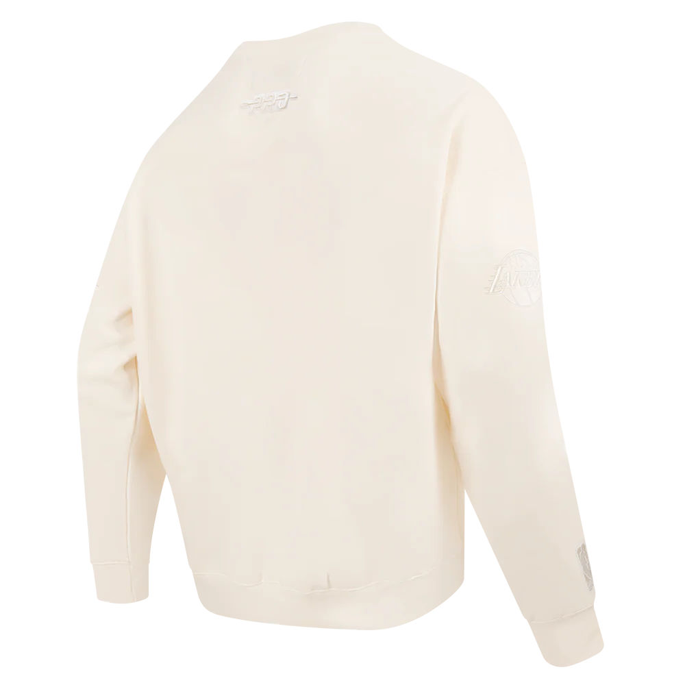 NBA LOS ANGELES LAKERS LEBRON JAMES #23 NEUTRAL PNN MEN'S DROP SHOULDER FLC CREWNECK (EGGSHELL) - Image 4