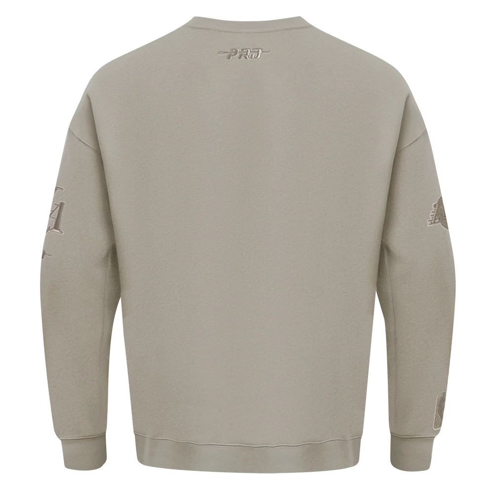 NBA LOS ANGELES LAKERS LEBRON JAMES #23 NEUTRAL PNN MEN'S DROP SHOULDER FLC CREWNECK (TAUPE) - Image 3