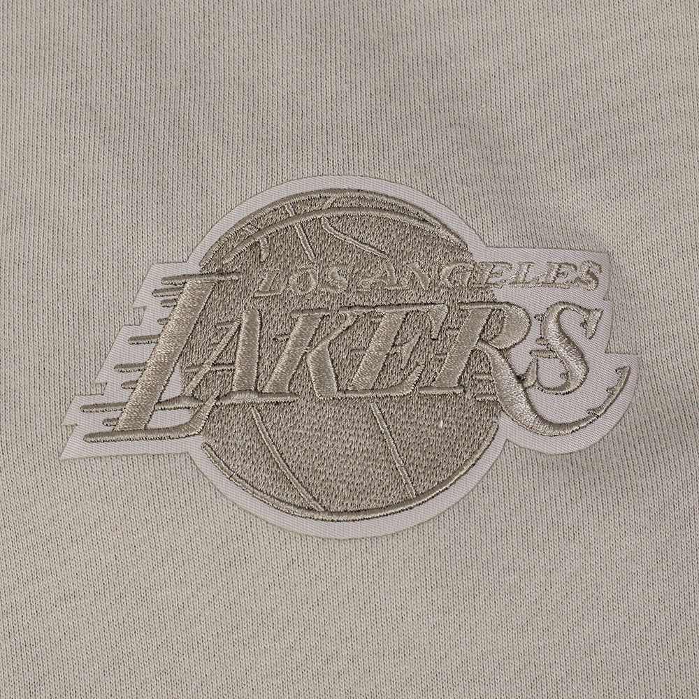 NBA LOS ANGELES LAKERS LEBRON JAMES #23 NEUTRAL PNN MEN'S DROP SHOULDER FLC PO HOODIE (TAUPE) - Image 5