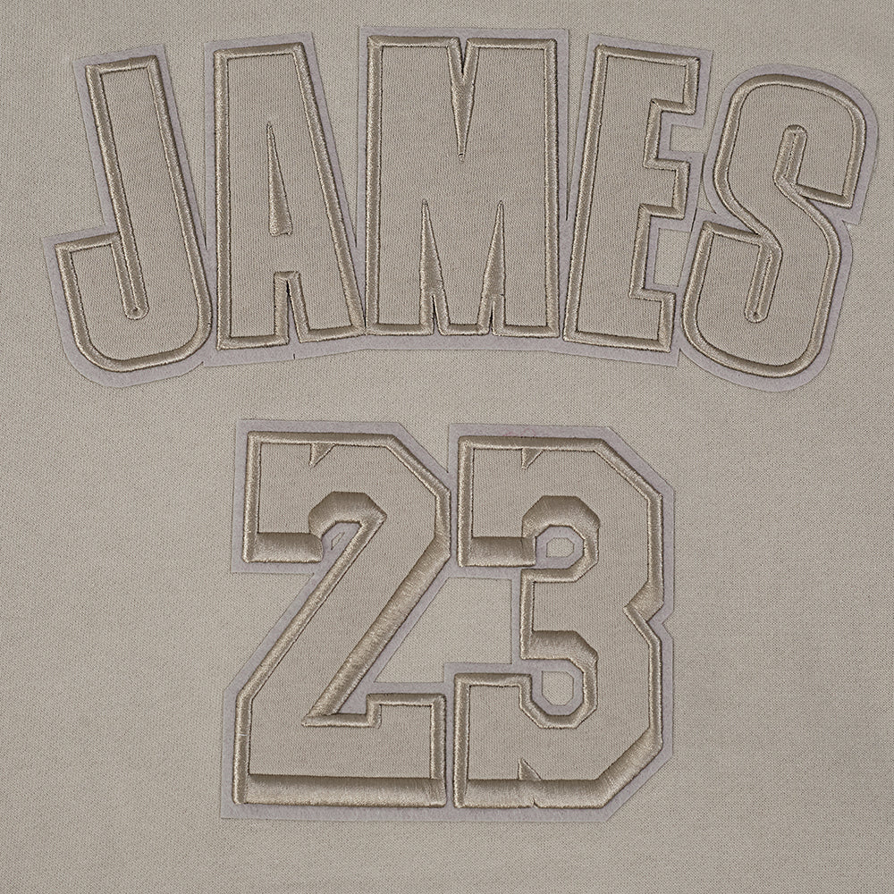 NBA LOS ANGELES LAKERS LEBRON JAMES #23 NEUTRAL PNN MEN'S DROP SHOULDER FLC PO HOODIE (TAUPE) - Image 6