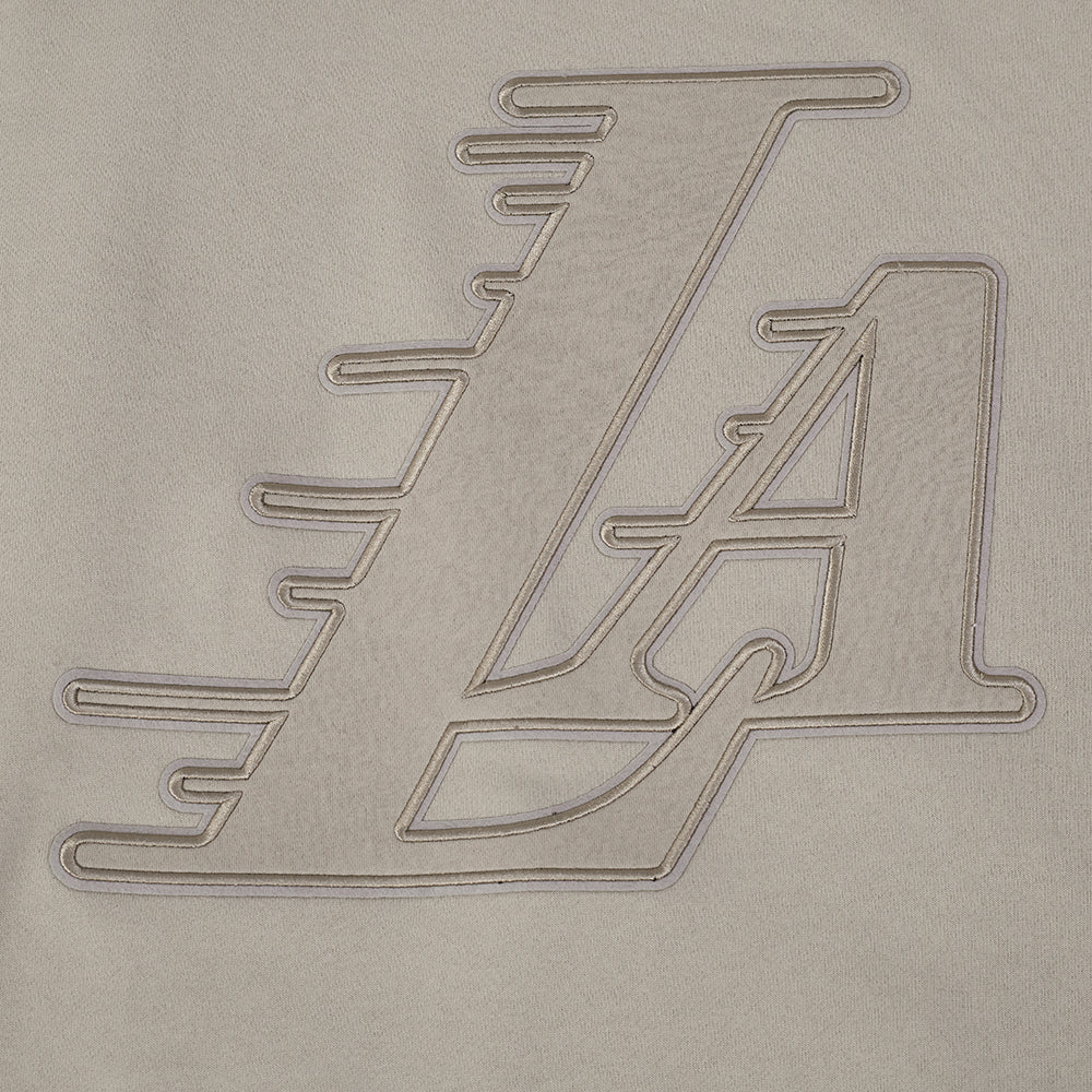 NBA LOS ANGELES LAKERS LEBRON JAMES #23 NEUTRAL PNN MEN'S DROP SHOULDER FLC PO HOODIE (TAUPE) - Image 7
