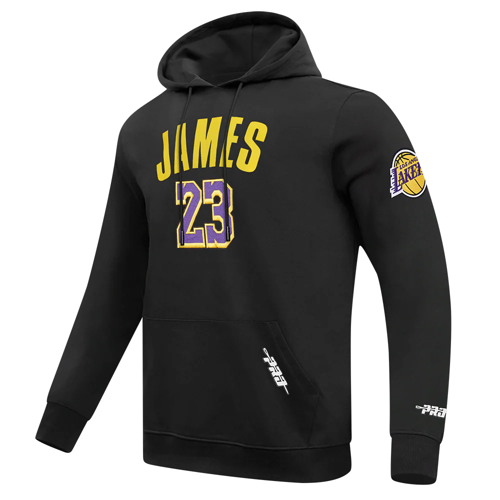 NBA LOS ANGELES LAKERS LEBRON JAMES #23 CLASSIC PNN MEN'S DK PO HOOD (BLACK) - Image 2