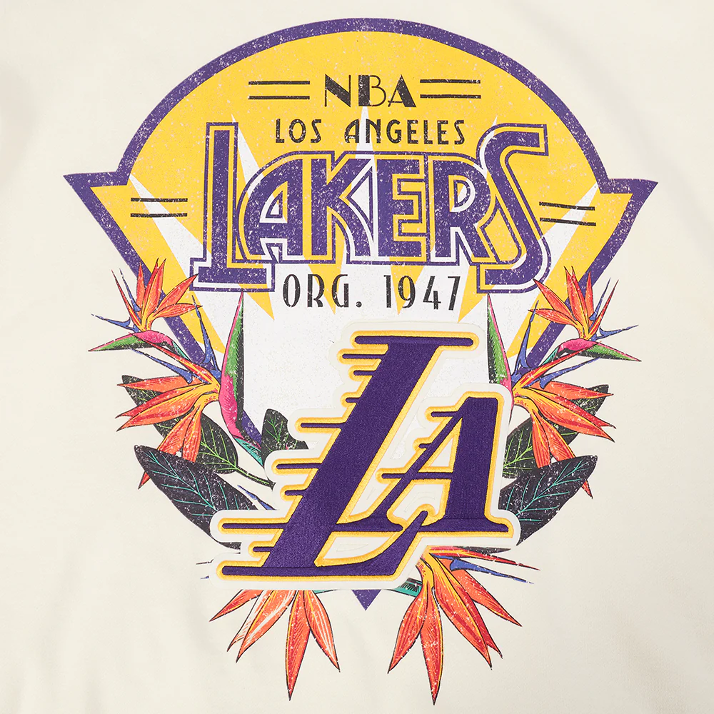 NBA LOS ANGELES LAKERS PARADISE MEN'S PULL OVER HOODIE (EGGSHELL) - Image 12