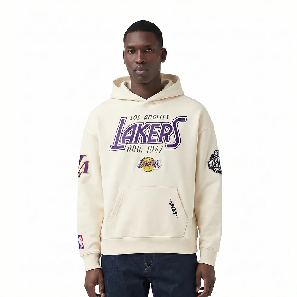 NBA LOS ANGELES LAKERS PARADISE MEN'S PULL OVER HOODIE (EGGSHELL) - Image 2