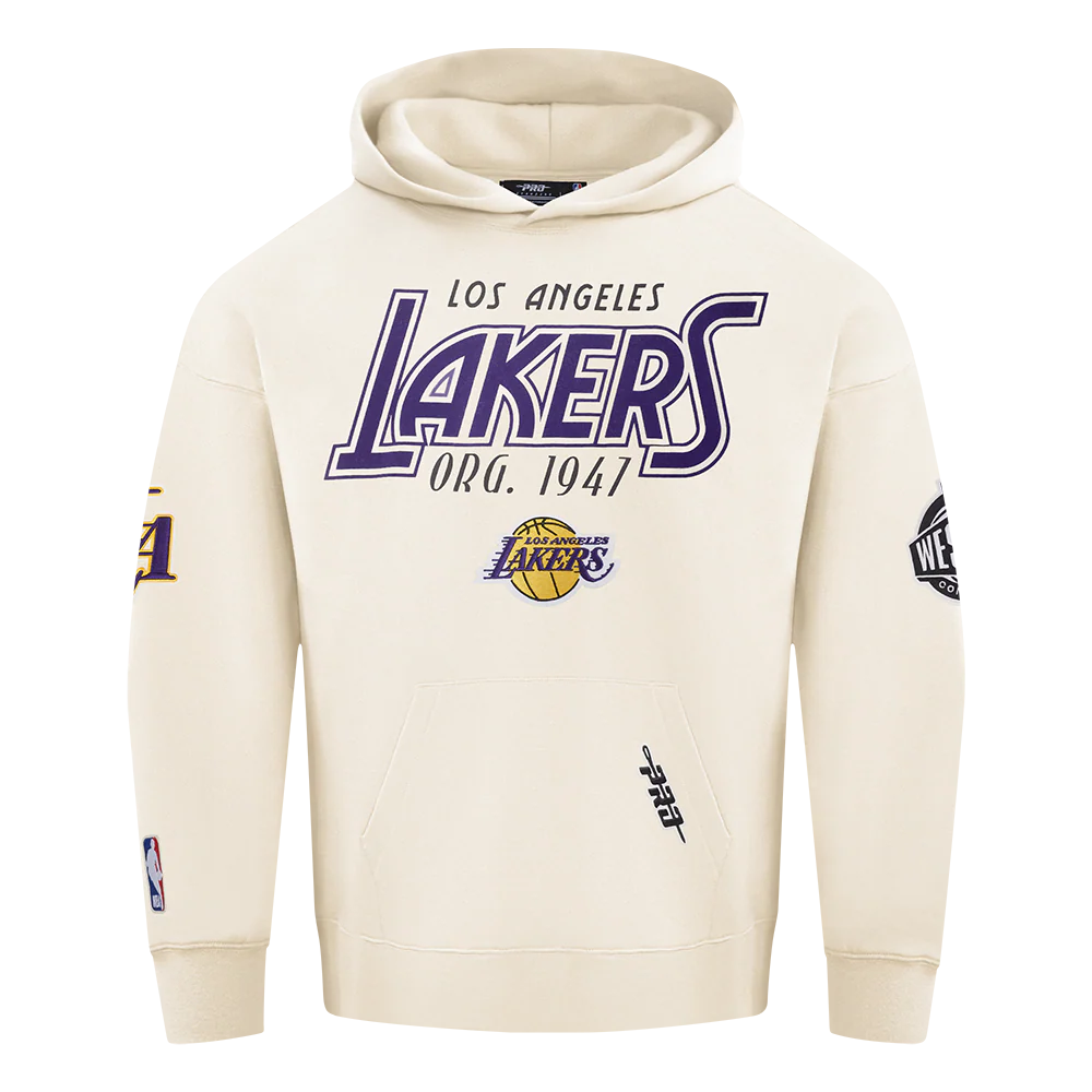 NBA LOS ANGELES LAKERS PARADISE MEN'S PULL OVER HOODIE (EGGSHELL) - Image 4