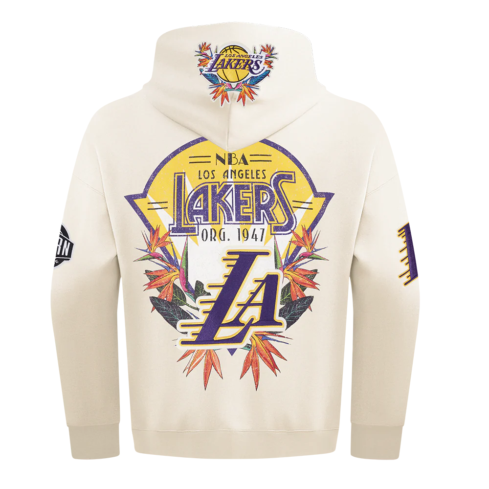 NBA LOS ANGELES LAKERS PARADISE MEN'S PULL OVER HOODIE (EGGSHELL) - Image 8