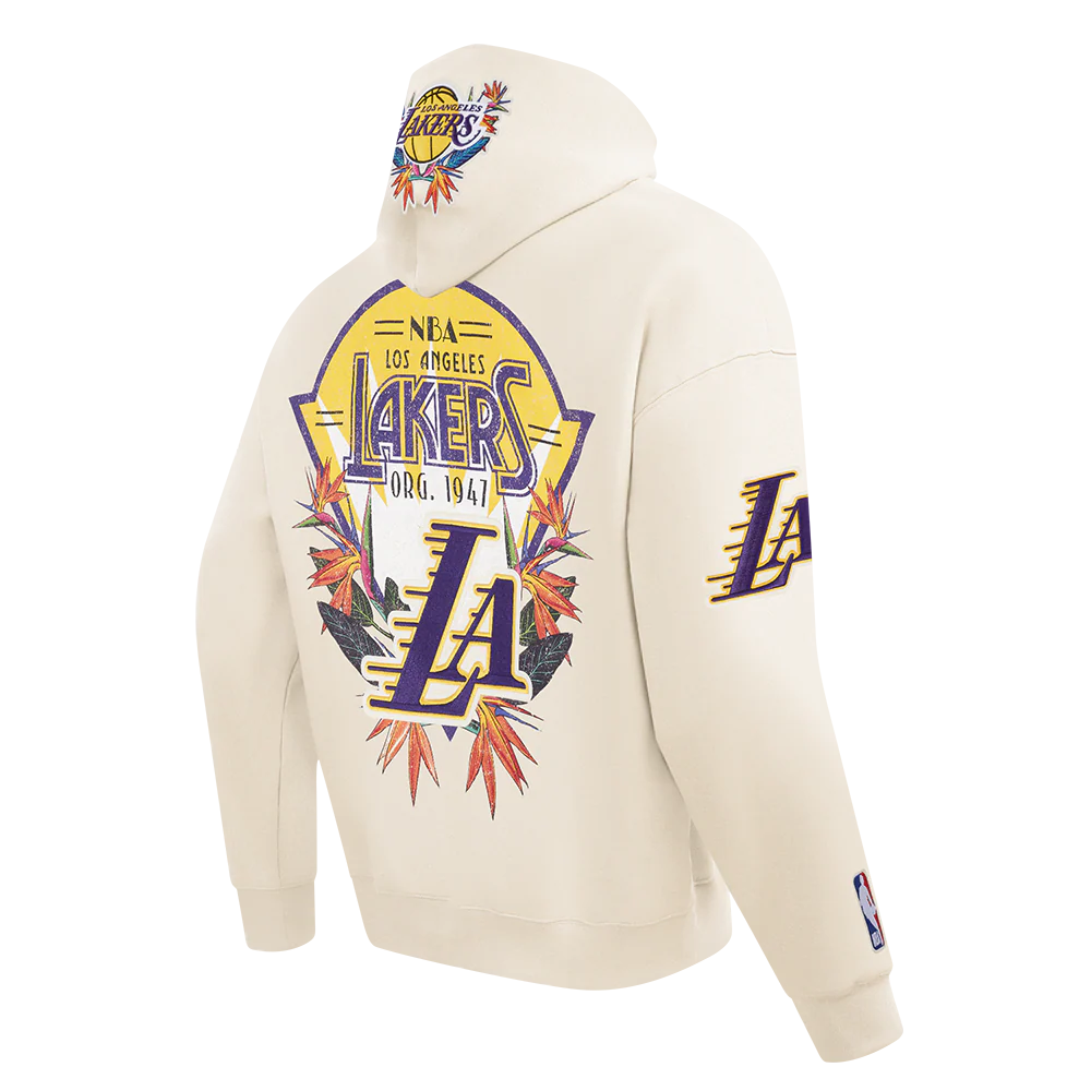NBA LOS ANGELES LAKERS PARADISE MEN'S PULL OVER HOODIE (EGGSHELL) - Image 9