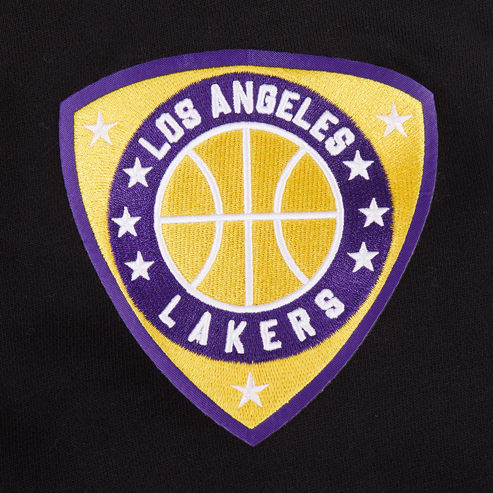 NBA LOS ANGELES LAKERS LETTERMAN MEN'S PULL OVER HOODIE (BLACK) - Image 6