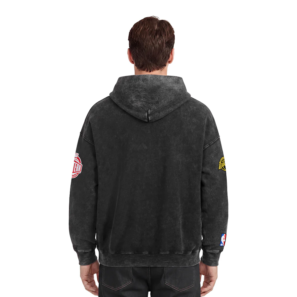 NBA LOS ANGELES LAKERS FIRST TEAM MEN'S PULL OVER HOODIE (WASHED BLACK) - Image 2