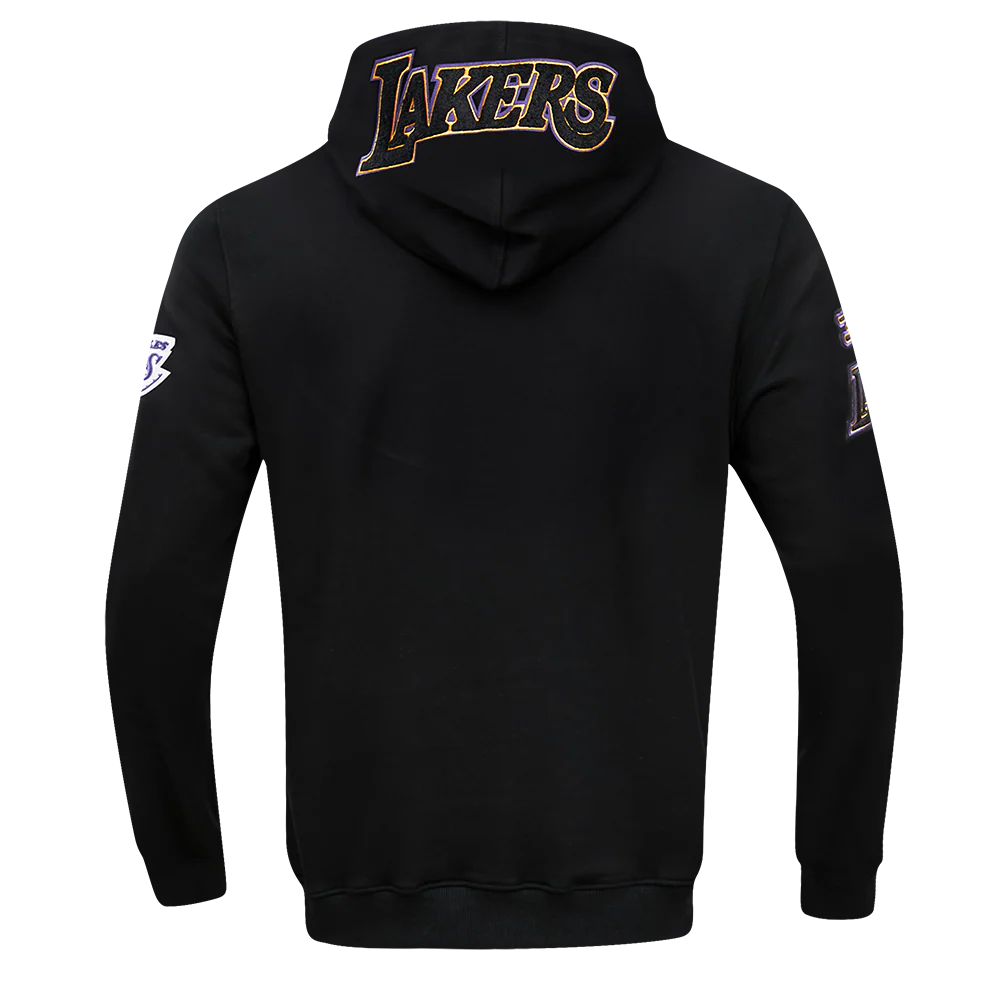 NBA LOS ANGELES LAKERS CLASSIC CHENILLE MEN'S FULL ZIP HOODIE (BLACK) - Image 4