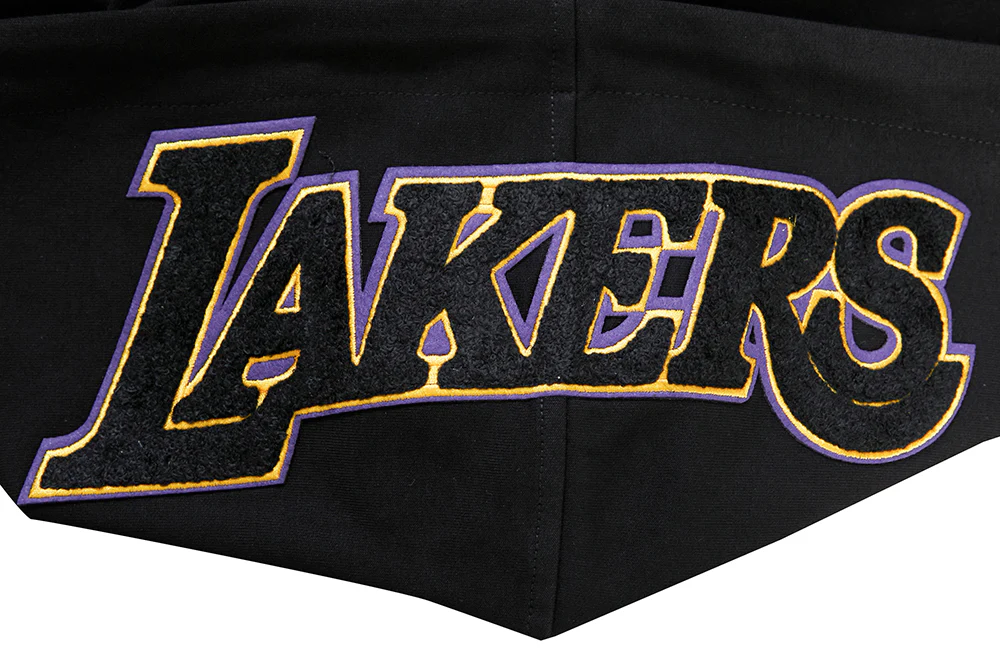 NBA LOS ANGELES LAKERS CLASSIC CHENILLE MEN'S FULL ZIP HOODIE (BLACK) - Image 5