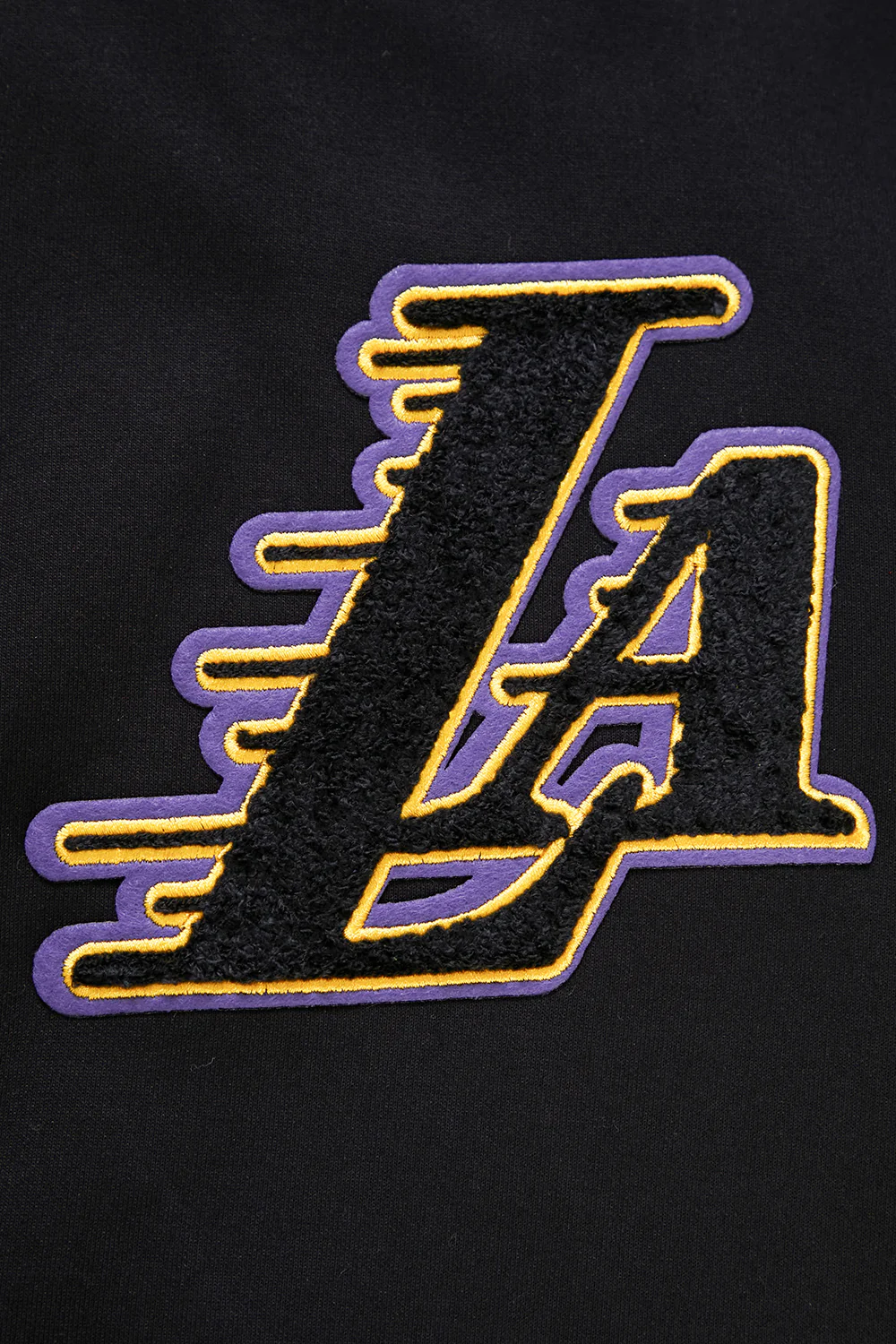 NBA LOS ANGELES LAKERS CLASSIC CHENILLE MEN'S FULL ZIP HOODIE (BLACK) - Image 6