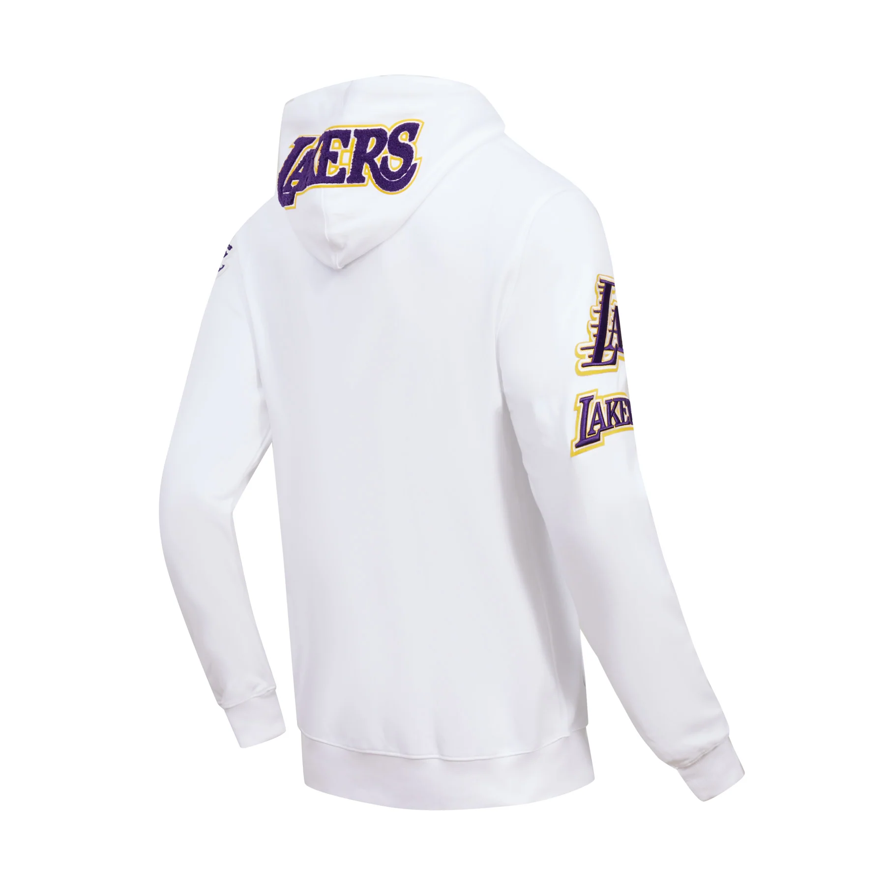 NBA LOS ANGELES LAKERS CLASSIC CHENILLE MEN'S FULL ZIP PULLOVER HOODIE (WHITE) - Image 5