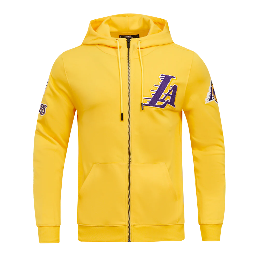 NBA LOS ANGELES LAKERS CLASSIC CHENILLE MEN'S FULL ZIP HOODIE (YELLOW)