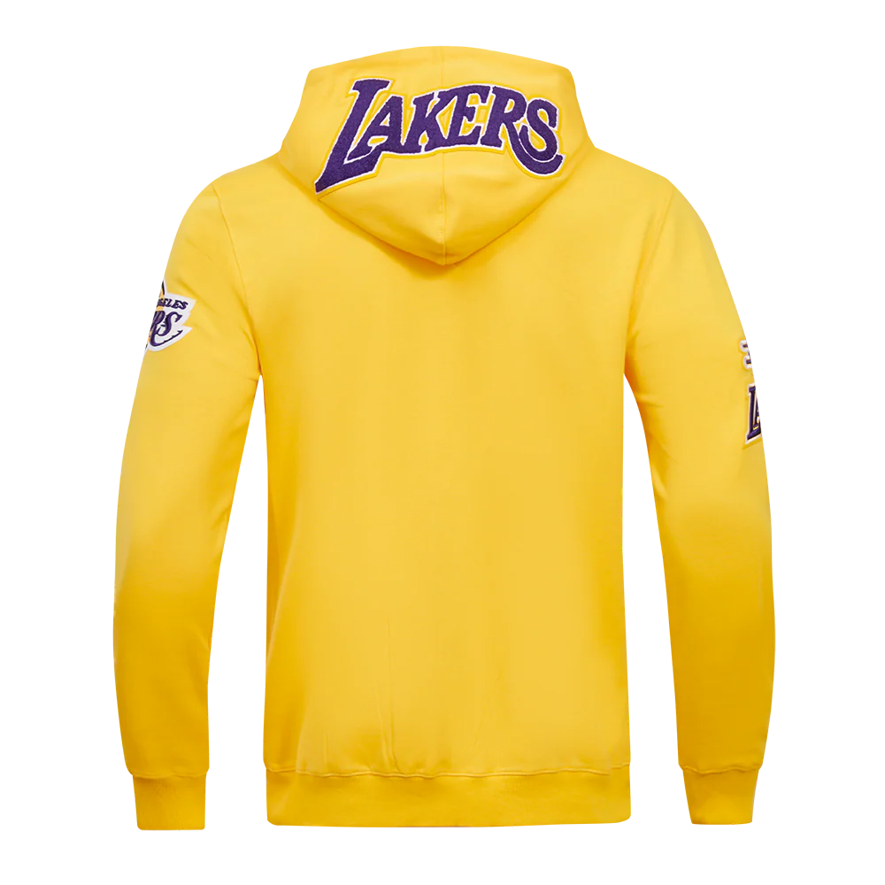 NBA LOS ANGELES LAKERS CLASSIC CHENILLE MEN'S FULL ZIP HOODIE (YELLOW) - Image 3