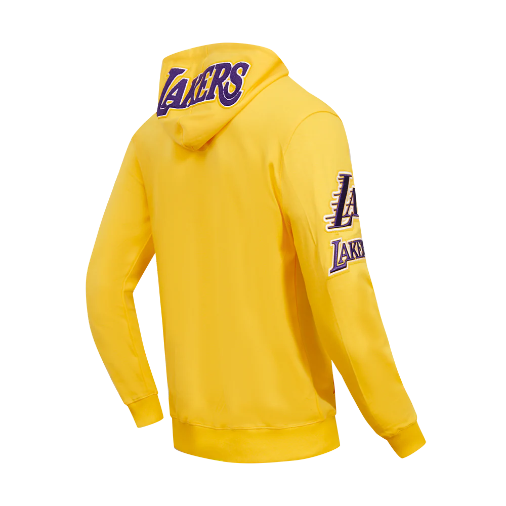NBA LOS ANGELES LAKERS CLASSIC CHENILLE MEN'S FULL ZIP HOODIE (YELLOW) - Image 4
