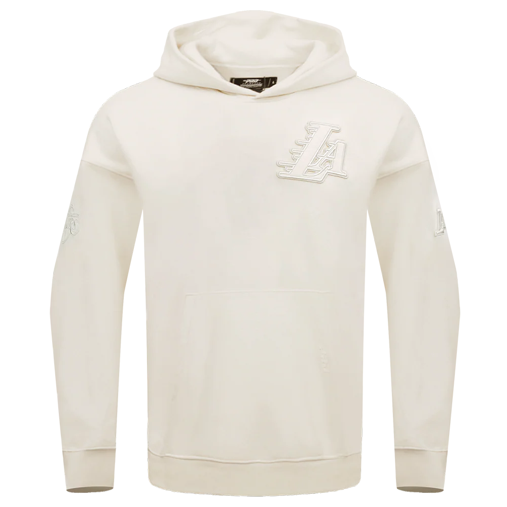 NBA LOS ANGELES LAKERS NEUTRAL DROP SHOULDER FLEECE PULLOVER HOODIE (EGGSHELL) - Image 8