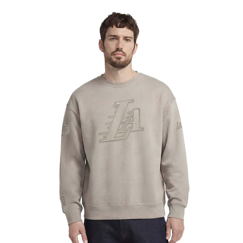 NBA LOS ANGELES LAKERS NEUTRAL DROP SHOULDER FLEECE CREWNECK (TAUPE)