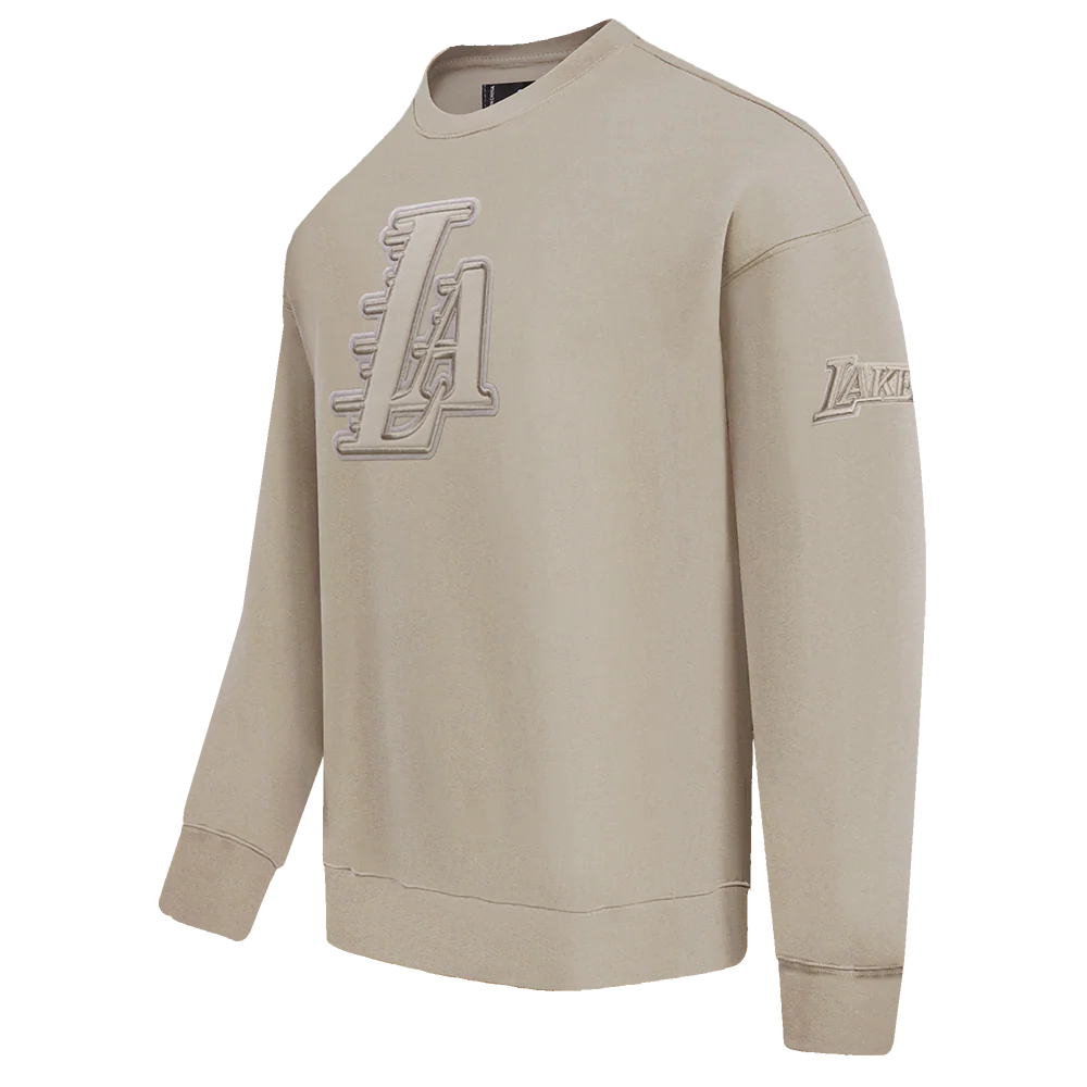 NBA LOS ANGELES LAKERS NEUTRAL DROP SHOULDER FLEECE CREWNECK (TAUPE) - Image 4