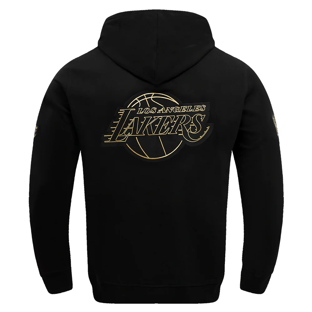 NBA LOS ANGELES LAKERS BLACK & GOLD MEN'S DOUBLE KNIT PULLOVER HOODIE (BLACK) - Image 3