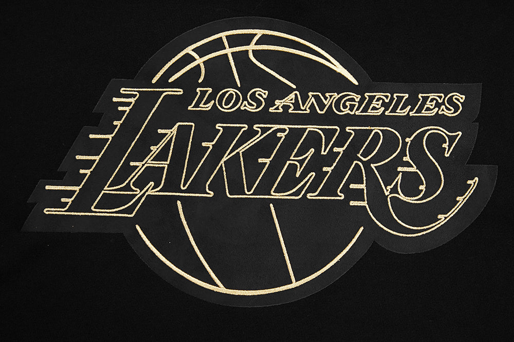 NBA LOS ANGELES LAKERS BLACK & GOLD MEN'S DOUBLE KNIT PULLOVER HOODIE (BLACK) - Image 5