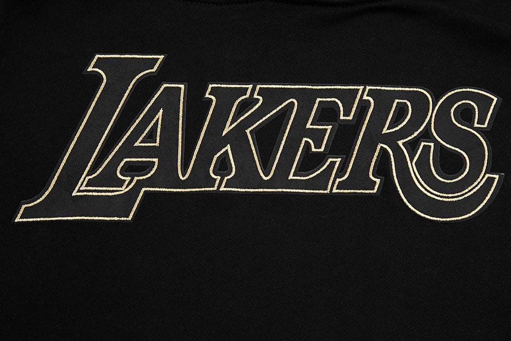 NBA LOS ANGELES LAKERS BLACK & GOLD MEN'S DOUBLE KNIT PULLOVER HOODIE (BLACK) - Image 6