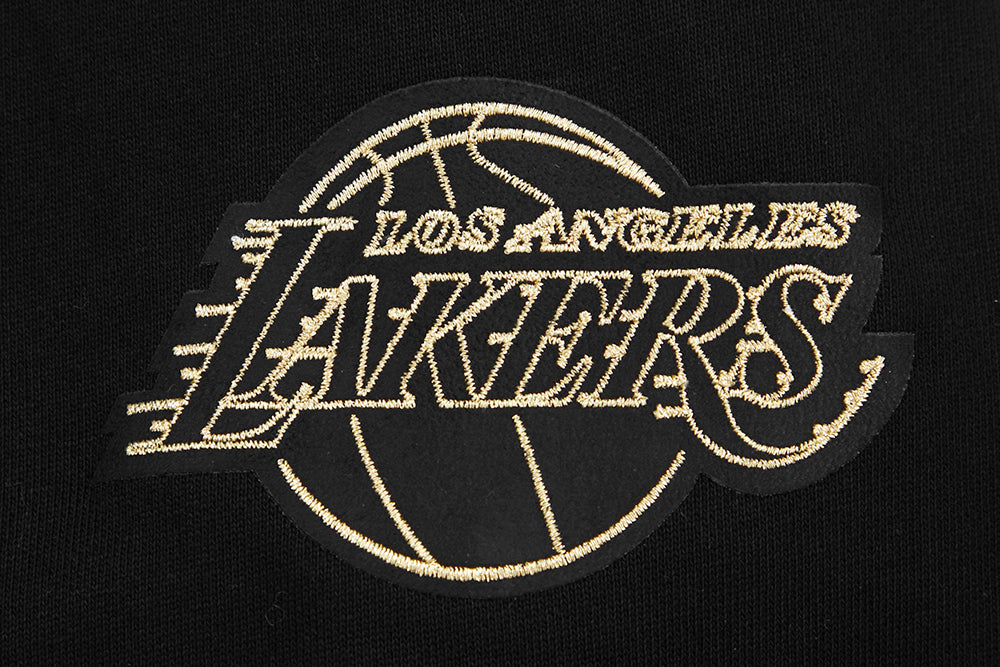 NBA LOS ANGELES LAKERS BLACK & GOLD MEN'S DOUBLE KNIT PULLOVER HOODIE (BLACK) - Image 8