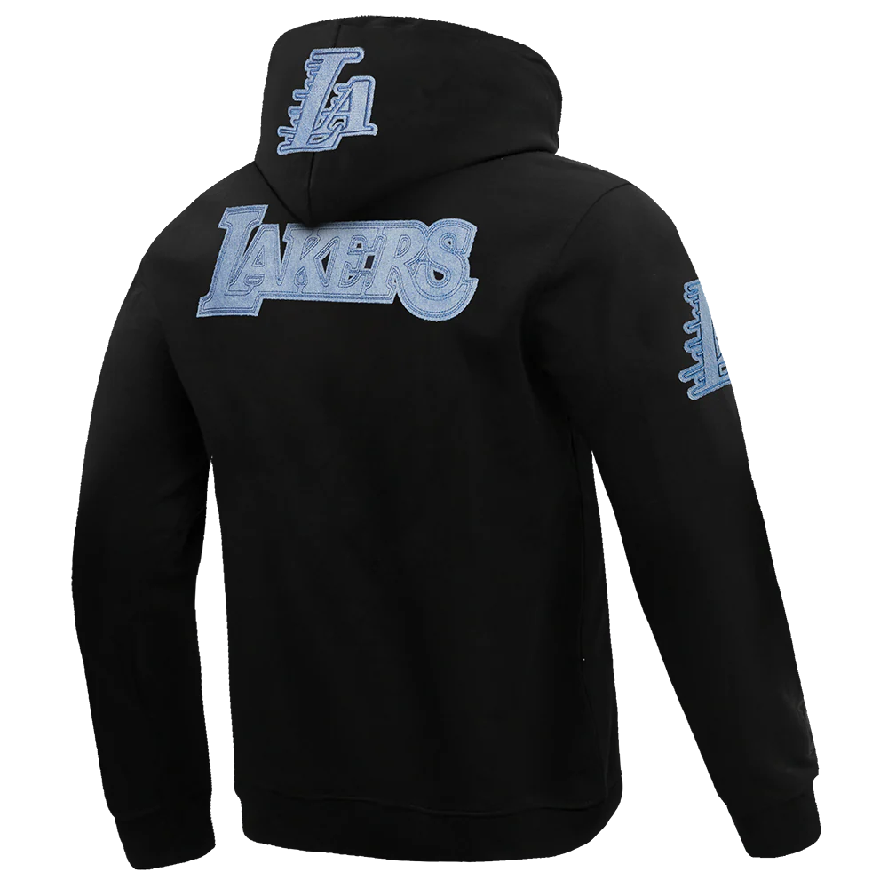 NBA LOS ANGELES LAKERS VARSITY BLUES MEN'S PULLOVER HOODIE (BLACK) - Image 4