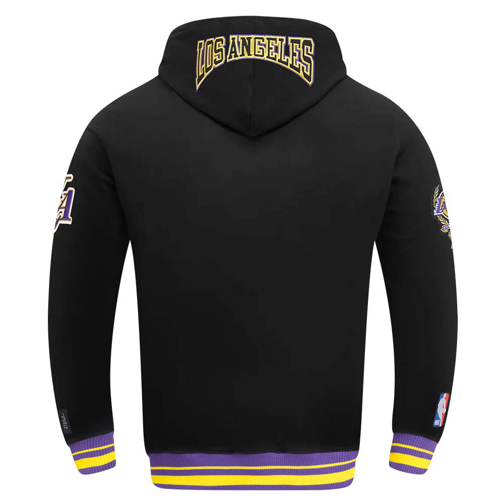 NBA LOS ANGELES LAKERS CREST EMBLEM MEN'S RIB PULLOVER HOODIE (BLACK/PURPLE) - Image 3