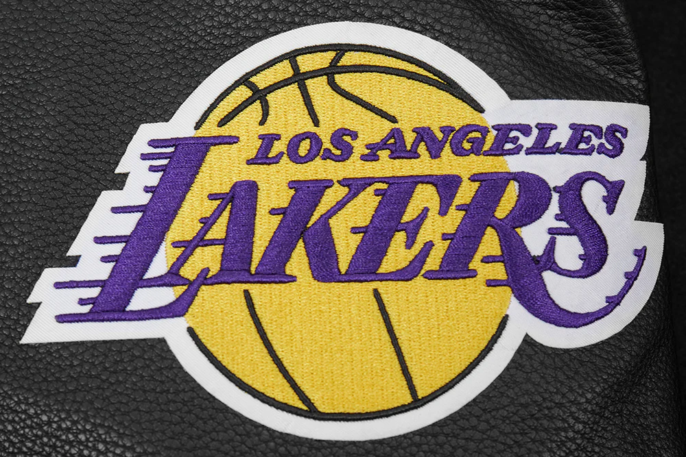 NBA LOS ANGELES LAKERS SCRIPT TAIL MEN'S RIB WOOL VARSITY (BLACK/PURPLE) - Image 6