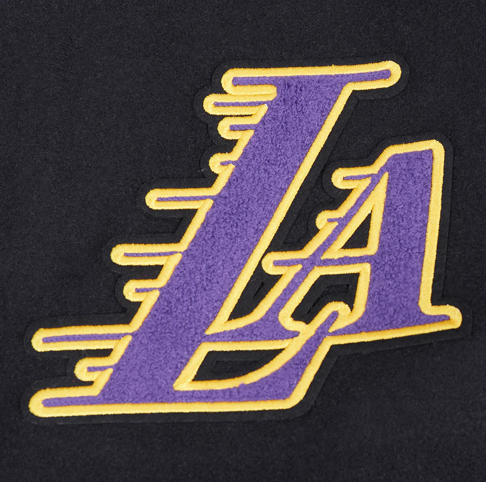 NBA LOS ANGELES LAKERS SCRIPT TAIL MEN'S RIB WOOL VARSITY (BLACK/WHITE) - Image 6