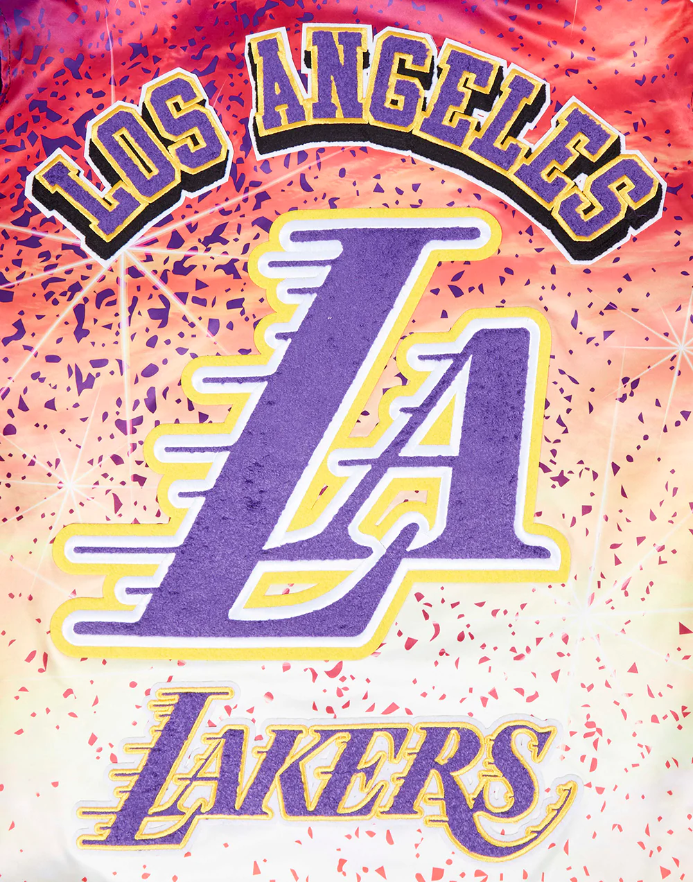 NBA LOS ANGELES LAKERS SUBLIMATED MEN'S SATIN JACKET-PURPLE SKY (BLACK) - Image 10
