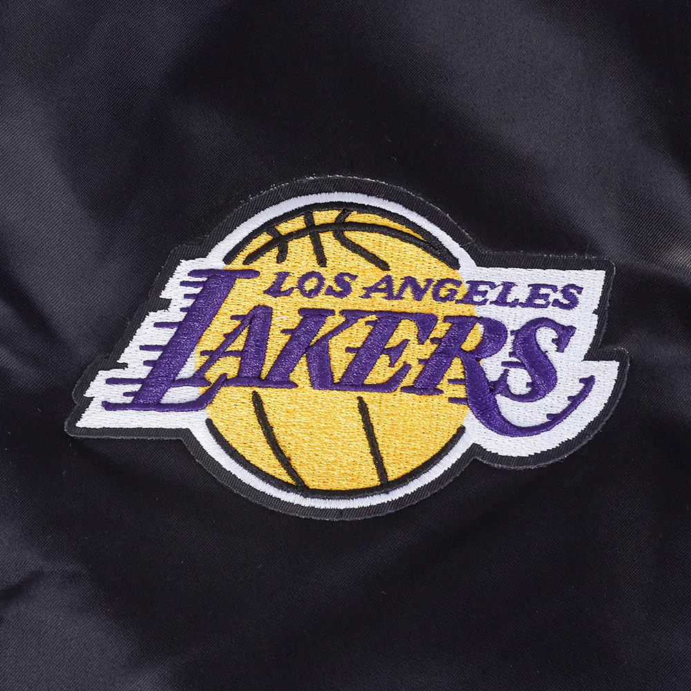 NBA LOS ANGELES LAKERS CITY RANSOM MEN'S RIB SATIN JACKET (BLACK/PURPLE) - Image 6