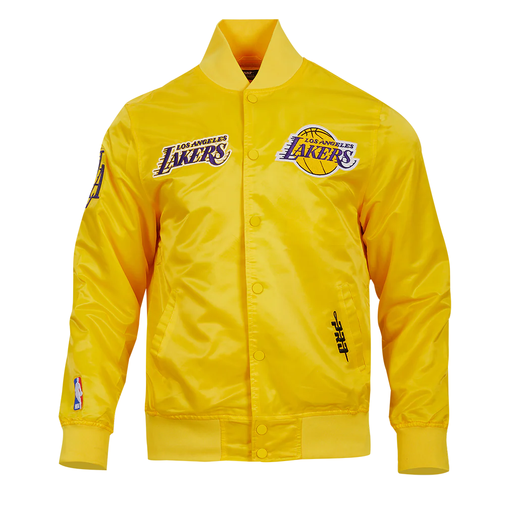 NBA LOS ANGELES LAKERS SOUVENIR MEN'S SATIN JACKET (YELLOW)